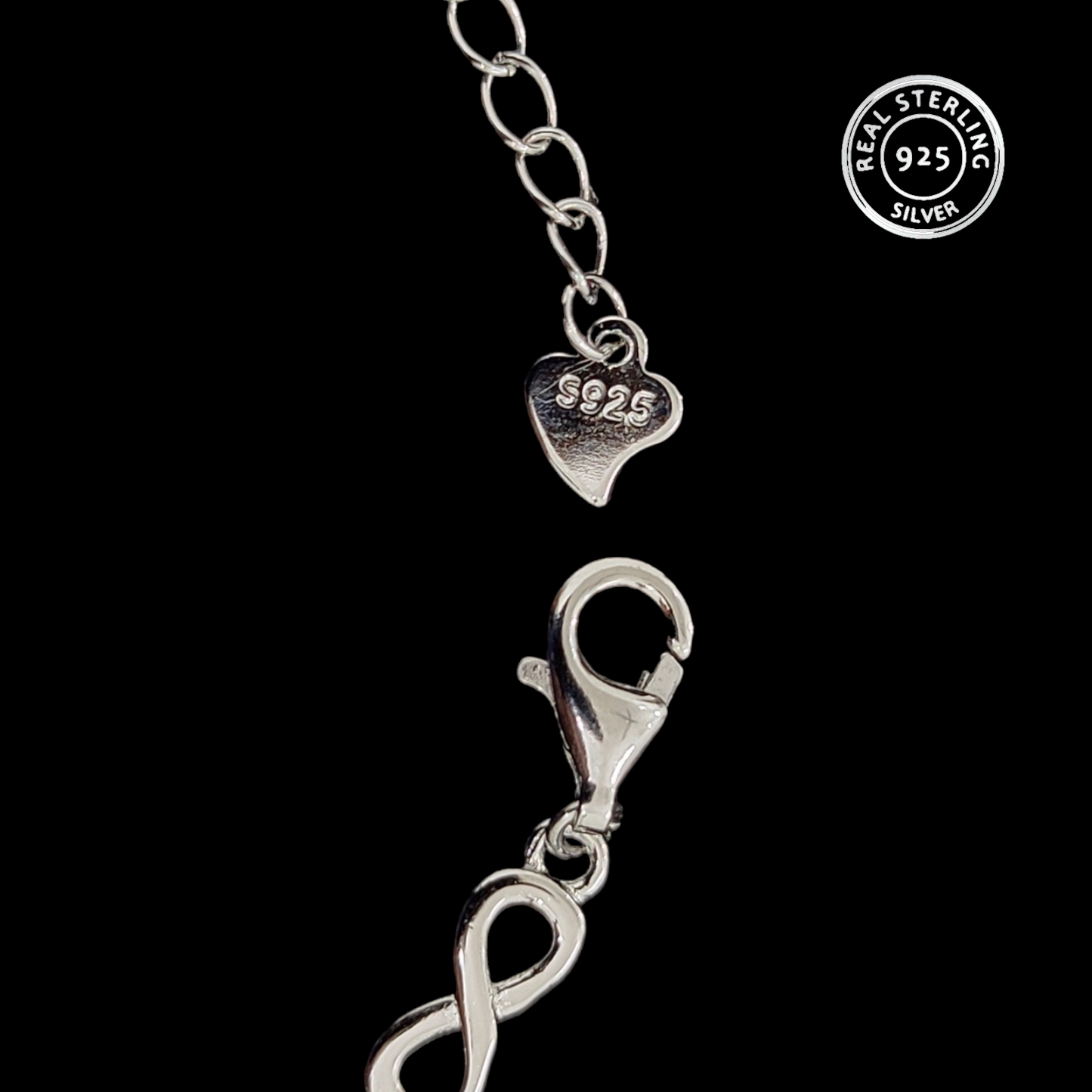 Siver Infinity With Studded Adjustable Bracelet - 925 Silver